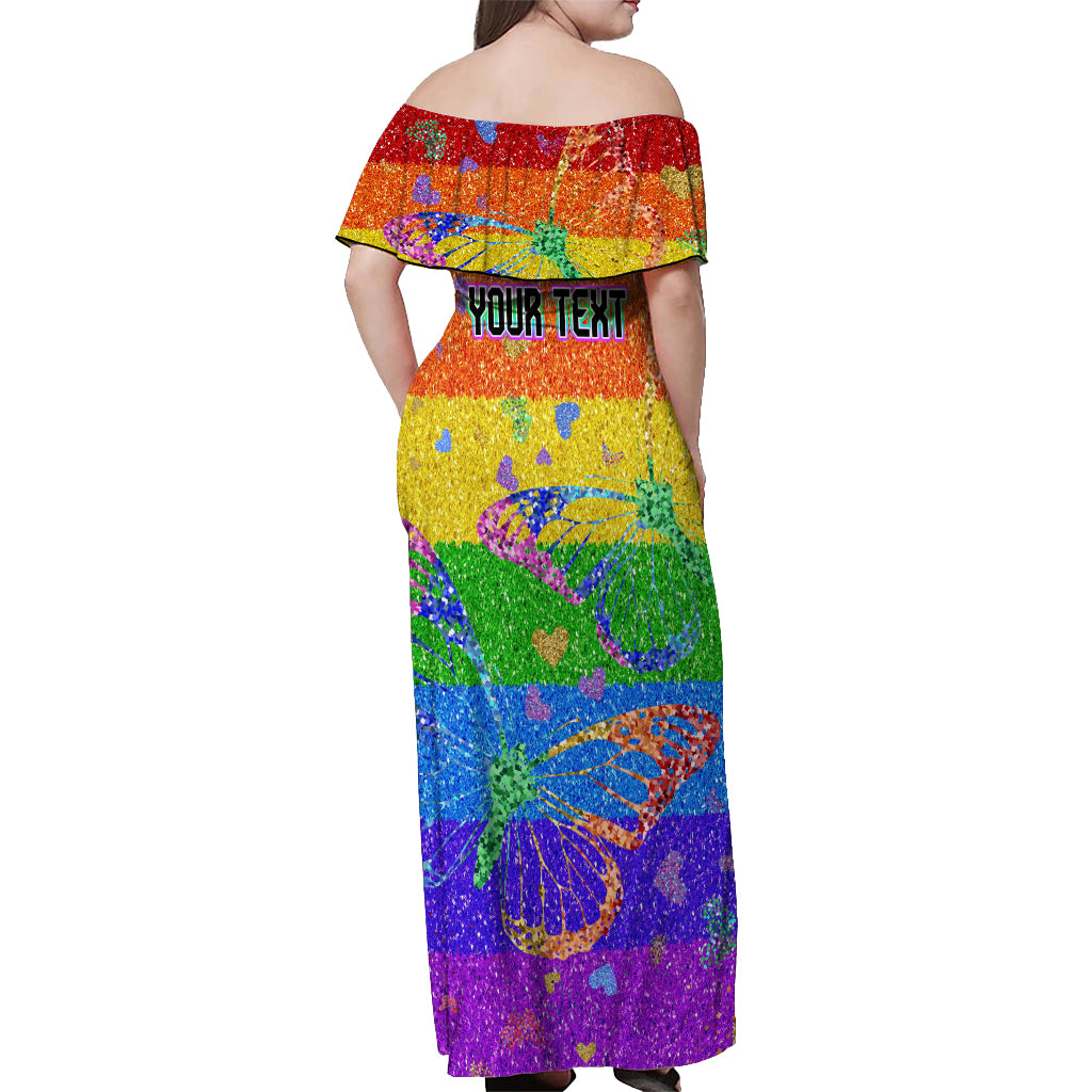 Sydney Mardi Gras Off Shoulder Maxi Dress Pride Rainbow Glitter Colorful Style
