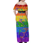Sydney Mardi Gras Off Shoulder Maxi Dress Pride Rainbow Glitter Colorful Style