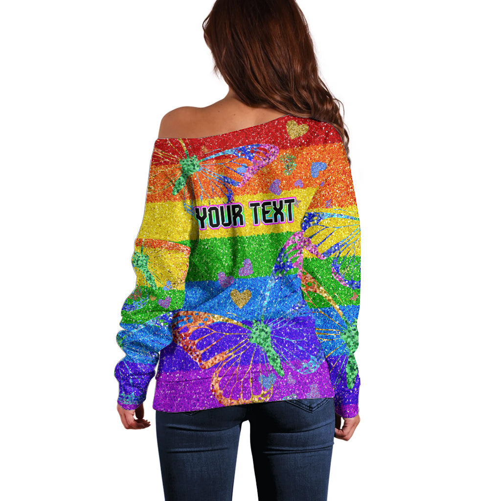 Sydney Mardi Gras Off Shoulder Sweater Pride Rainbow Glitter Colorful Style