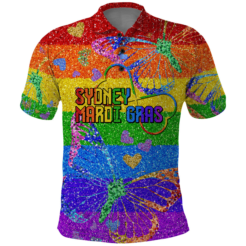 Sydney Mardi Gras Polo Shirt Pride Rainbow Glitter Colorful Style