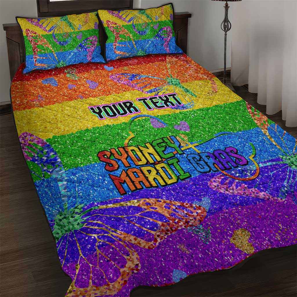 Sydney Mardi Gras Personalized Quilt Bed Set Pride Rainbow Glitter Colorful Style