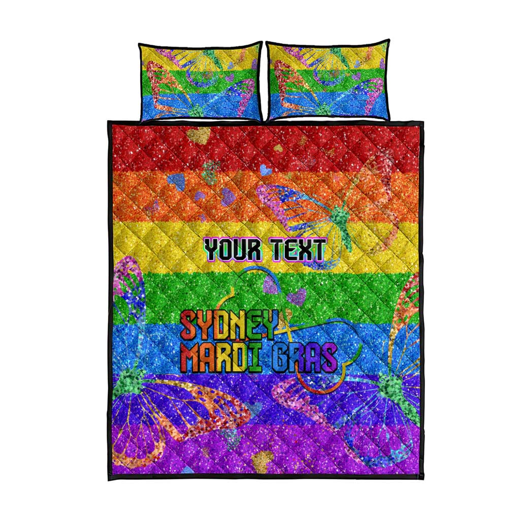 Sydney Mardi Gras Personalized Quilt Bed Set Pride Rainbow Glitter Colorful Style