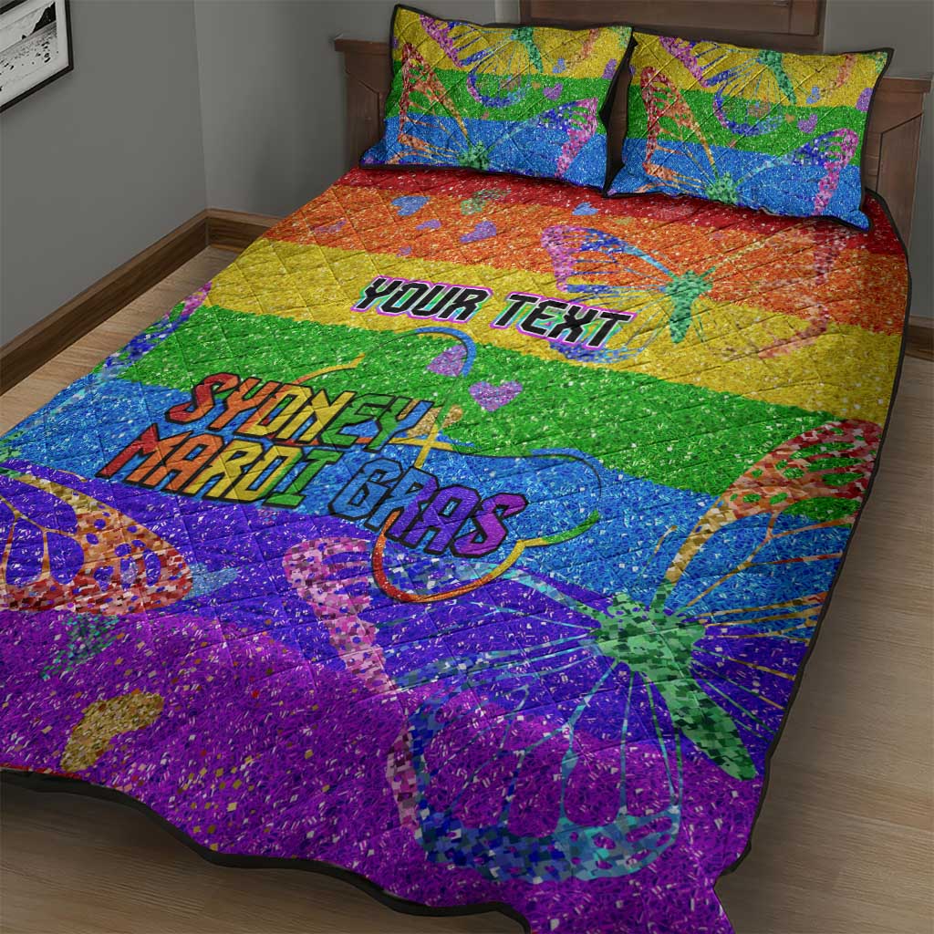 Sydney Mardi Gras Personalized Quilt Bed Set Pride Rainbow Glitter Colorful Style