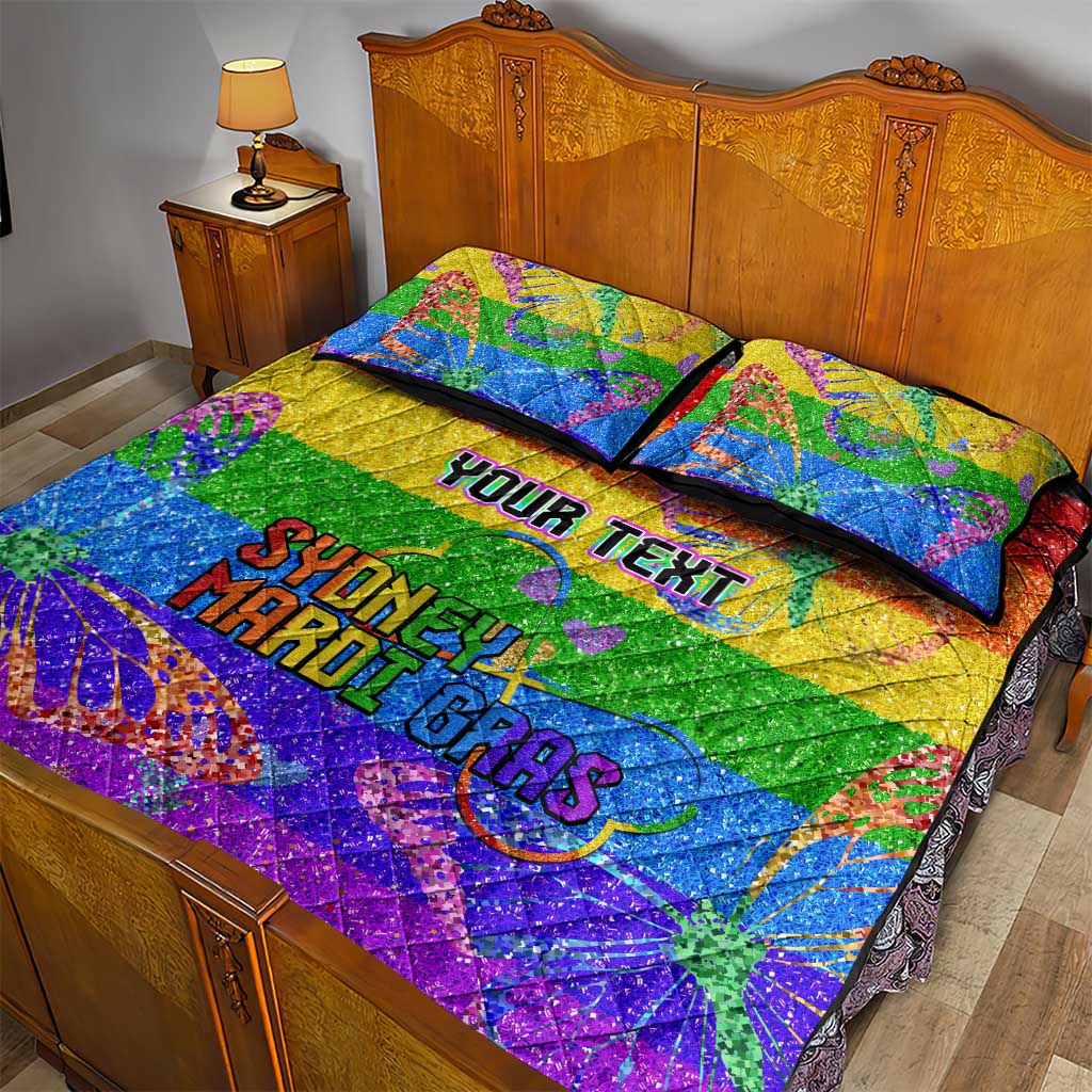 Sydney Mardi Gras Personalized Quilt Bed Set Pride Rainbow Glitter Colorful Style