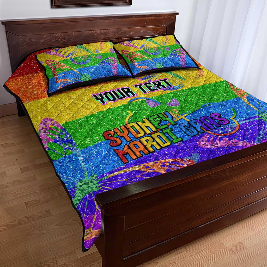 Sydney Mardi Gras Personalized Quilt Bed Set Pride Rainbow Glitter Colorful Style