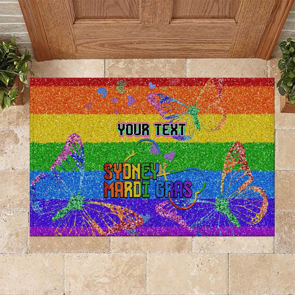 Sydney Mardi Gras Personalized Rubber Doormat Pride Rainbow Glitter Colorful Style