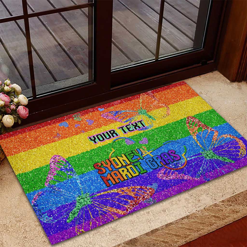 Sydney Mardi Gras Personalized Rubber Doormat Pride Rainbow Glitter Colorful Style