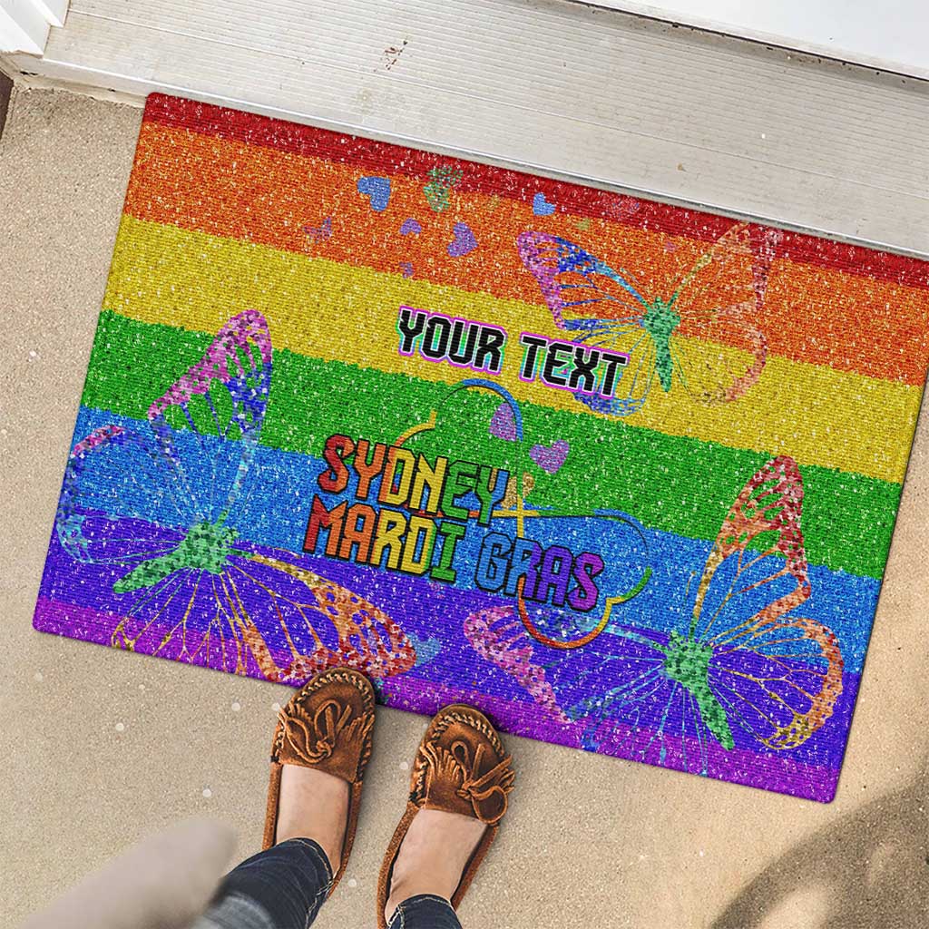 Sydney Mardi Gras Personalized Rubber Doormat Pride Rainbow Glitter Colorful Style