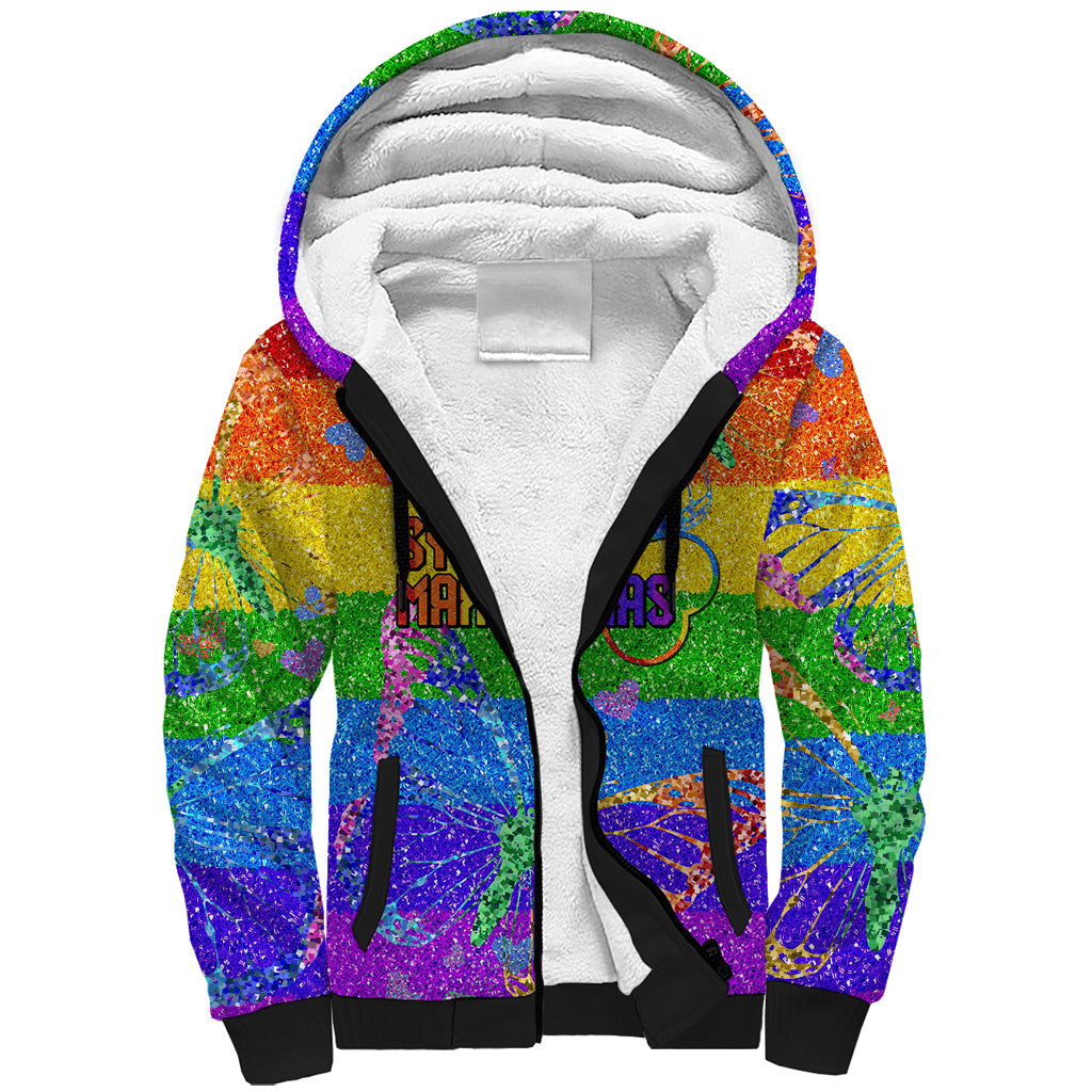 Sydney Mardi Gras Sherpa Hoodie Pride Rainbow Glitter Colorful Style