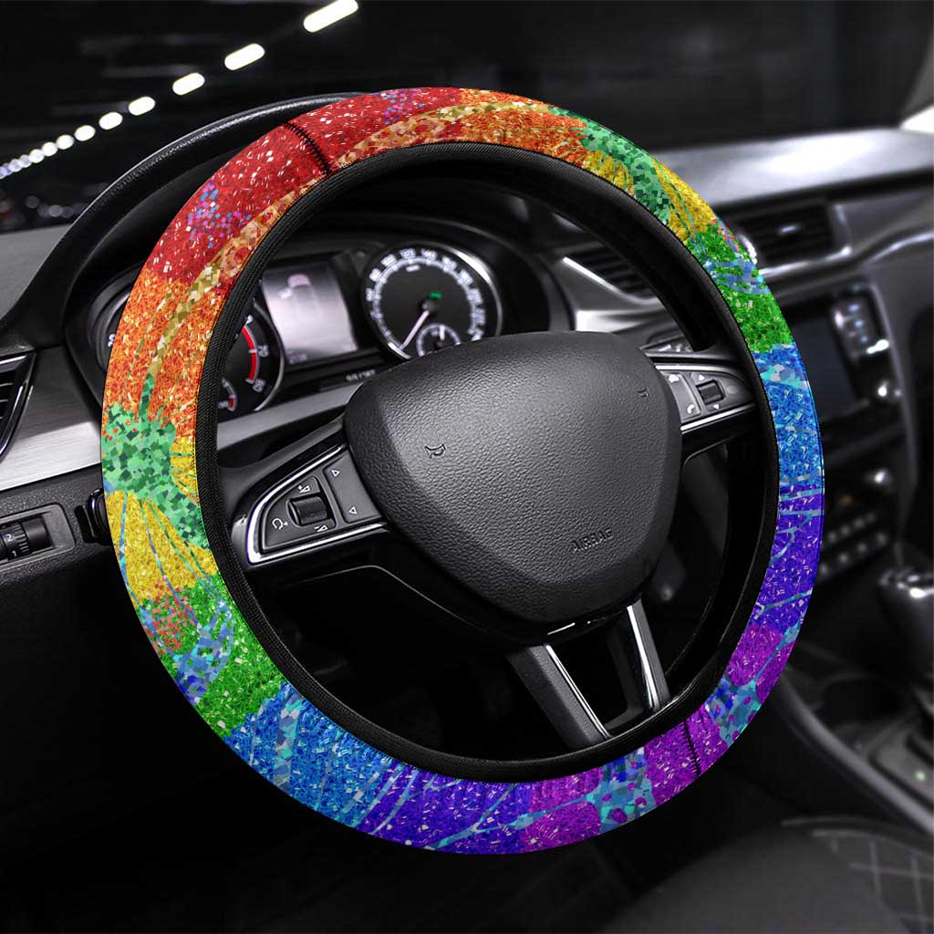 Sydney Mardi Gras Steering Wheel Cover Pride Rainbow Glitter Colorful Style