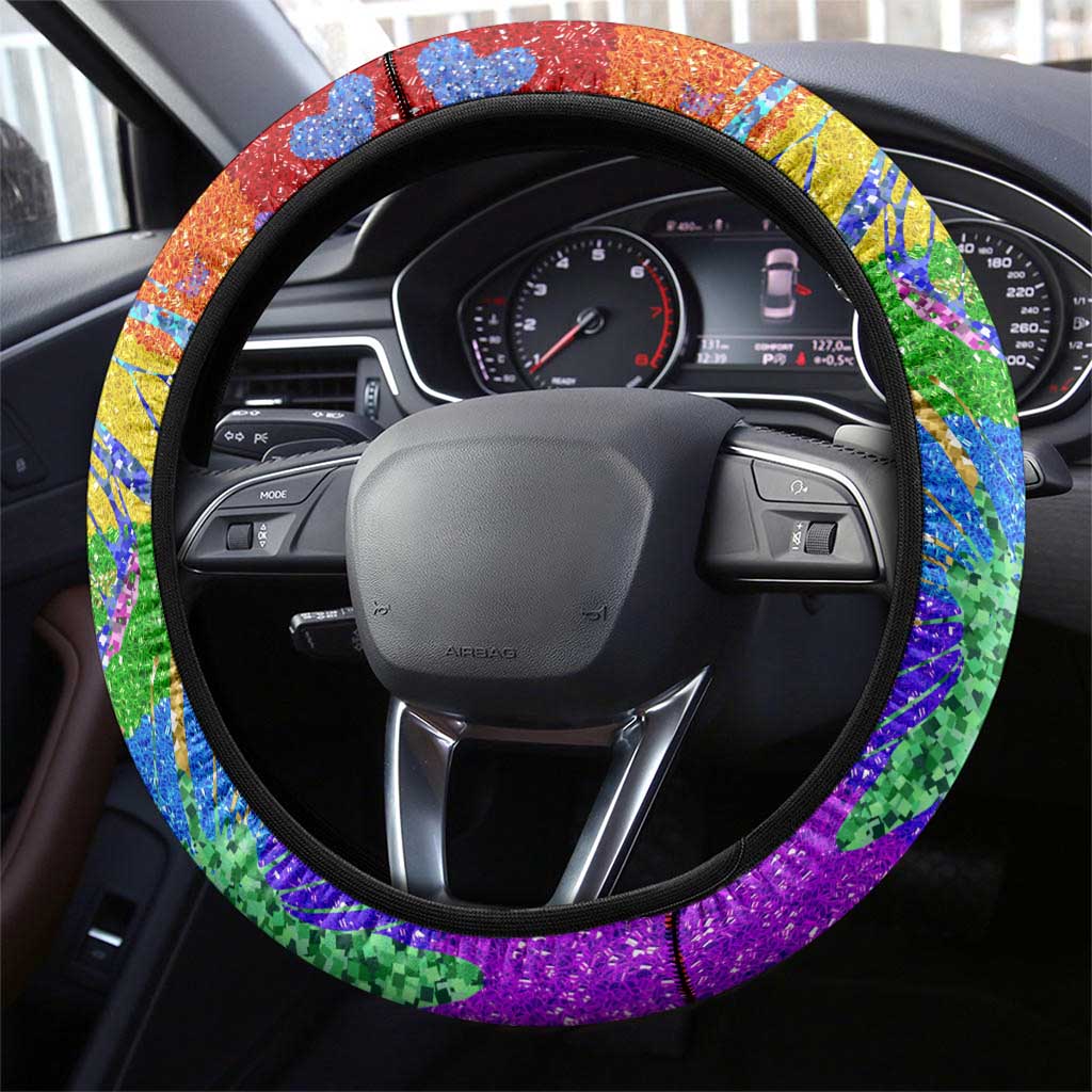 Sydney Mardi Gras Steering Wheel Cover Pride Rainbow Glitter Colorful Style
