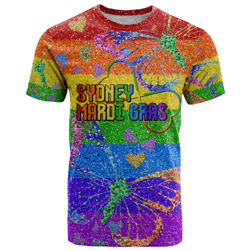 Sydney Mardi Gras T Shirt Pride Rainbow Glitter Colorful Style