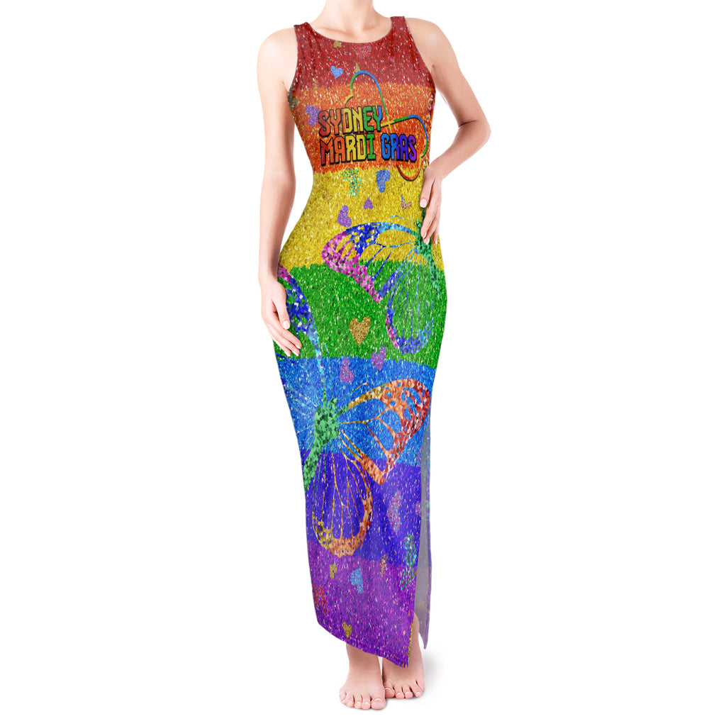 Sydney Mardi Gras Tank Maxi Dress Pride Rainbow Glitter Colorful Style