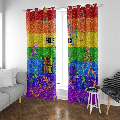 Sydney Mardi Gras Personalized Window Curtain Pride Rainbow Glitter Colorful Style
