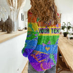 Sydney Mardi Gras Women Casual Shirt Pride Rainbow Glitter Colorful Style