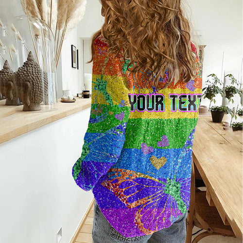 Sydney Mardi Gras Women Casual Shirt Pride Rainbow Glitter Colorful Style