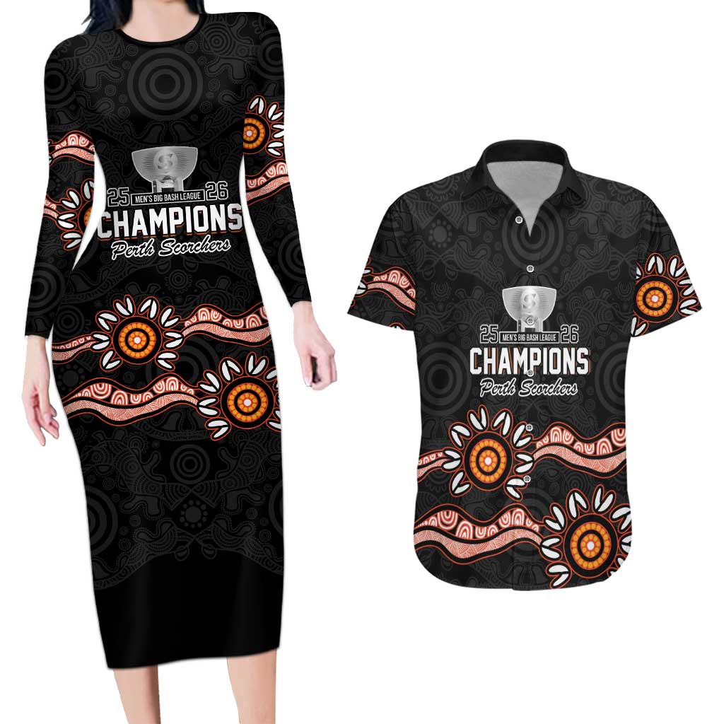 Cricket Australia Perth 6 Times Champions Couples Matching Long Sleeve Bodycon Dress and Hawaiian Shirt