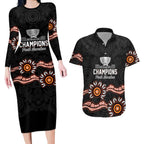 Cricket Australia Perth 6 Times Champions Couples Matching Long Sleeve Bodycon Dress and Hawaiian Shirt