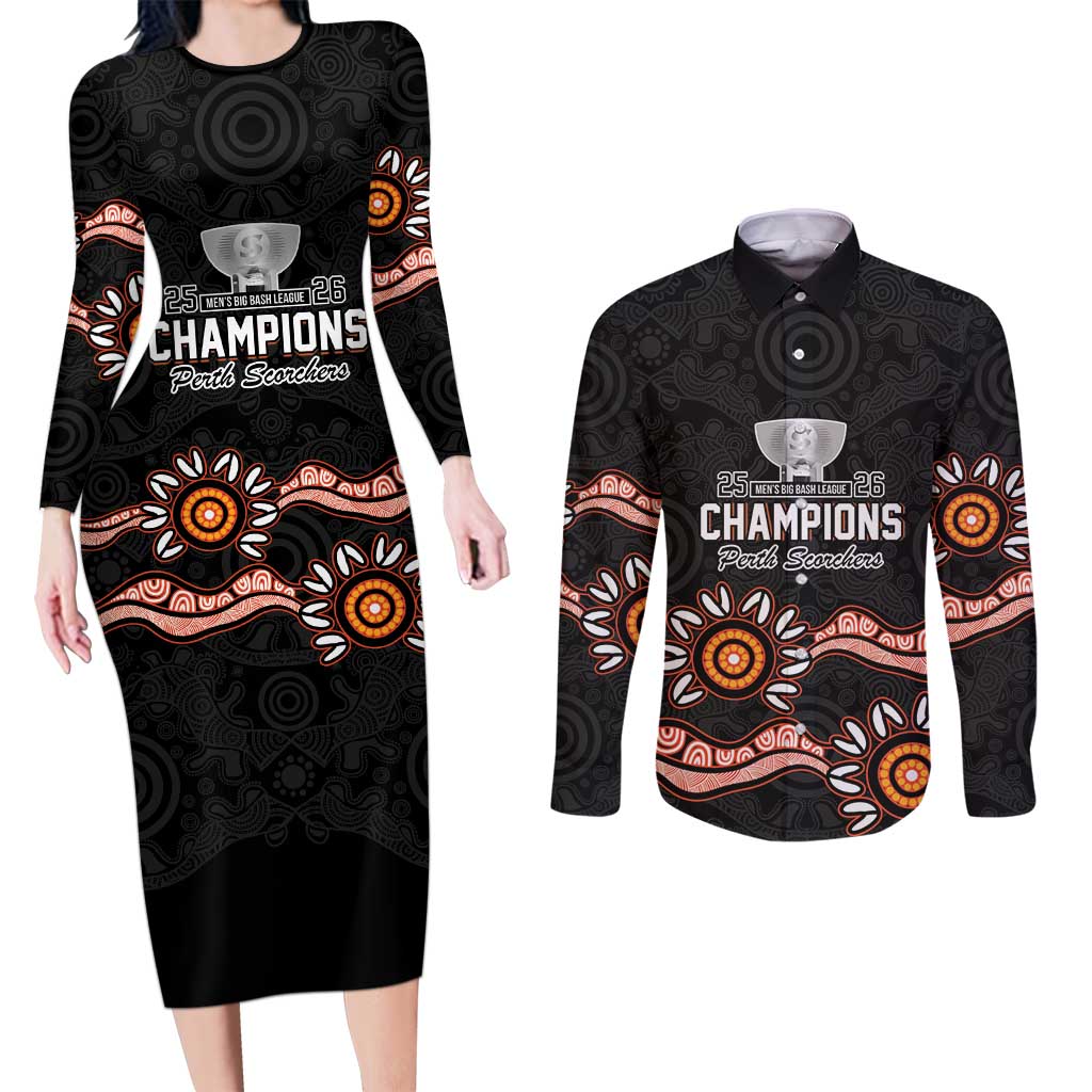 Cricket Australia Perth 6 Times Champions Couples Matching Long Sleeve Bodycon Dress and Long Sleeve Button Shirt