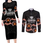 Cricket Australia Perth 6 Times Champions Couples Matching Long Sleeve Bodycon Dress and Long Sleeve Button Shirt