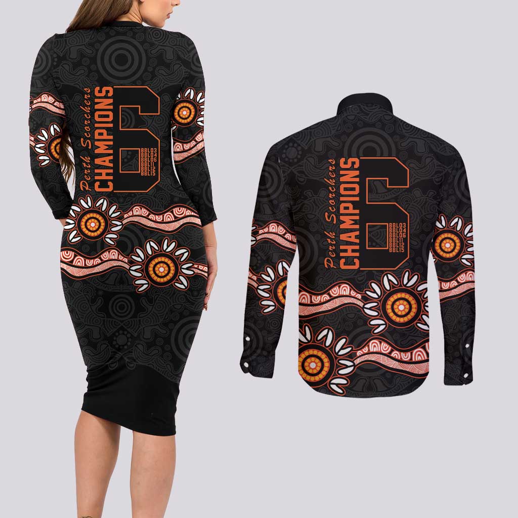 Cricket Australia Perth 6 Times Champions Couples Matching Long Sleeve Bodycon Dress and Long Sleeve Button Shirt