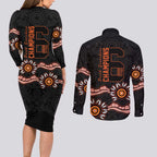 Cricket Australia Perth 6 Times Champions Couples Matching Long Sleeve Bodycon Dress and Long Sleeve Button Shirt