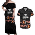 Cricket Australia Perth 6 Times Champions Couples Matching Off Shoulder Maxi Dress and Hawaiian Shirt