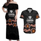 Cricket Australia Perth 6 Times Champions Couples Matching Off Shoulder Maxi Dress and Hawaiian Shirt