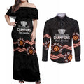 Cricket Australia Perth 6 Times Champions Couples Matching Off Shoulder Maxi Dress and Long Sleeve Button Shirt