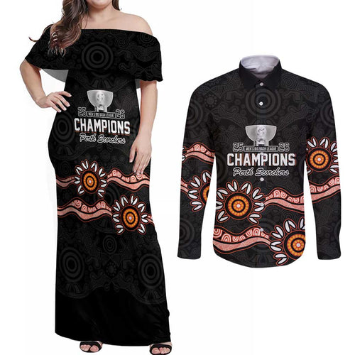 Cricket Australia Perth 6 Times Champions Couples Matching Off Shoulder Maxi Dress and Long Sleeve Button Shirt