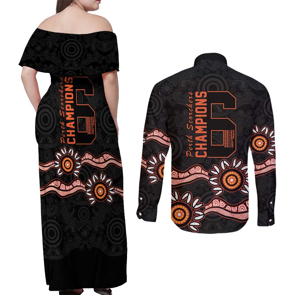 Cricket Australia Perth 6 Times Champions Couples Matching Off Shoulder Maxi Dress and Long Sleeve Button Shirt
