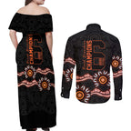Cricket Australia Perth 6 Times Champions Couples Matching Off Shoulder Maxi Dress and Long Sleeve Button Shirt