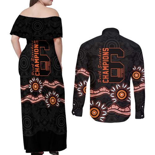 Cricket Australia Perth 6 Times Champions Couples Matching Off Shoulder Maxi Dress and Long Sleeve Button Shirt