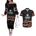 Cricket Australia Perth 6 Times Champions Couples Matching Off The Shoulder Long Sleeve Dress and Hawaiian Shirt