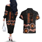 Cricket Australia Perth 6 Times Champions Couples Matching Off The Shoulder Long Sleeve Dress and Hawaiian Shirt