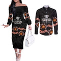 Cricket Australia Perth 6 Times Champions Couples Matching Off The Shoulder Long Sleeve Dress and Long Sleeve Button Shirt