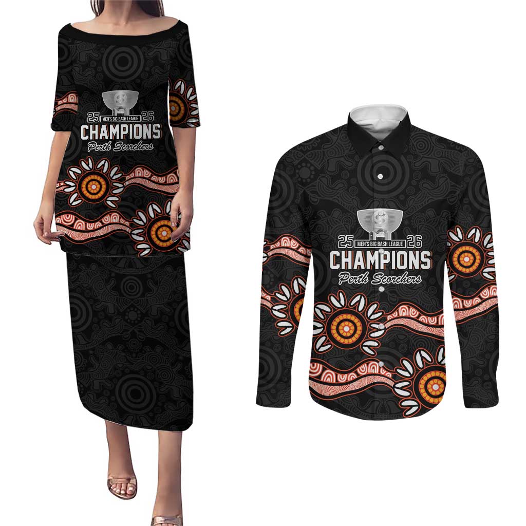 Cricket Australia Perth 6 Times Champions Couples Matching Puletasi and Long Sleeve Button Shirt