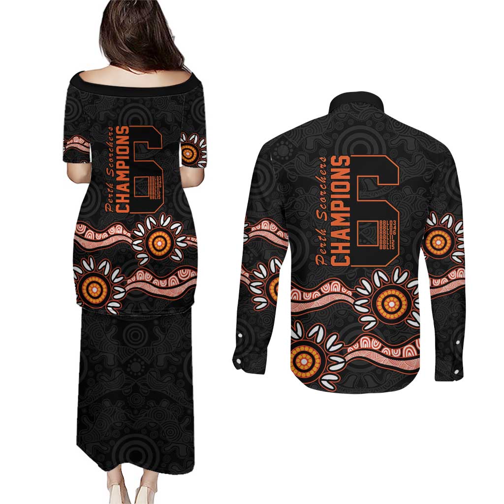 Cricket Australia Perth 6 Times Champions Couples Matching Puletasi and Long Sleeve Button Shirt