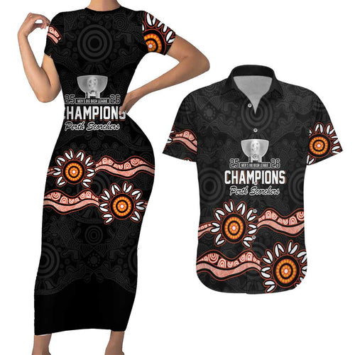 Cricket Australia Perth 6 Times Champions Couples Matching Short Sleeve Bodycon Dress and Hawaiian Shirt