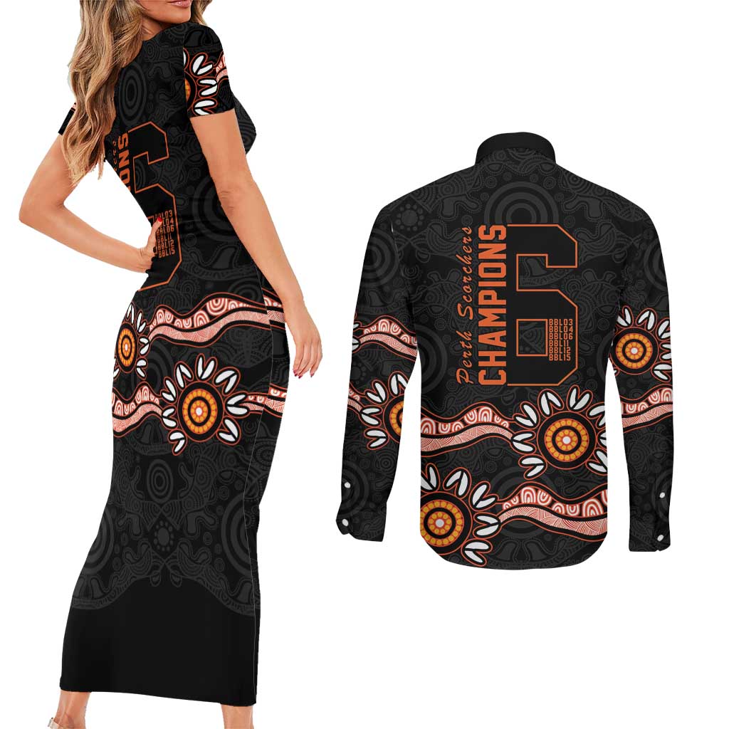 Cricket Australia Perth 6 Times Champions Couples Matching Short Sleeve Bodycon Dress and Long Sleeve Button Shirt
