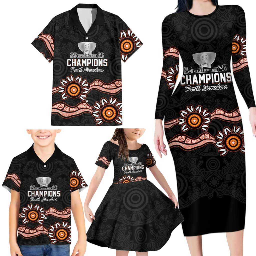 Cricket Australia Perth 6 Times Champions Family Matching Long Sleeve Bodycon Dress and Hawaiian Shirt