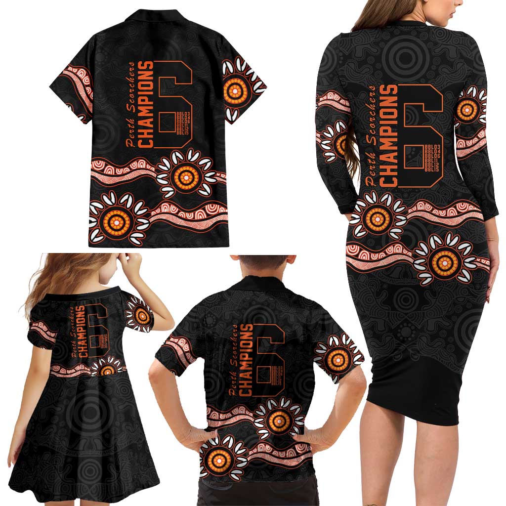 Cricket Australia Perth 6 Times Champions Family Matching Long Sleeve Bodycon Dress and Hawaiian Shirt