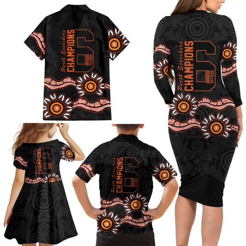 Cricket Australia Perth 6 Times Champions Family Matching Long Sleeve Bodycon Dress and Hawaiian Shirt