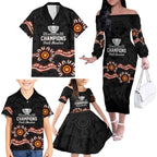 Cricket Australia Perth 6 Times Champions Family Matching Off The Shoulder Long Sleeve Dress and Hawaiian Shirt