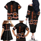 Cricket Australia Perth 6 Times Champions Family Matching Off The Shoulder Long Sleeve Dress and Hawaiian Shirt