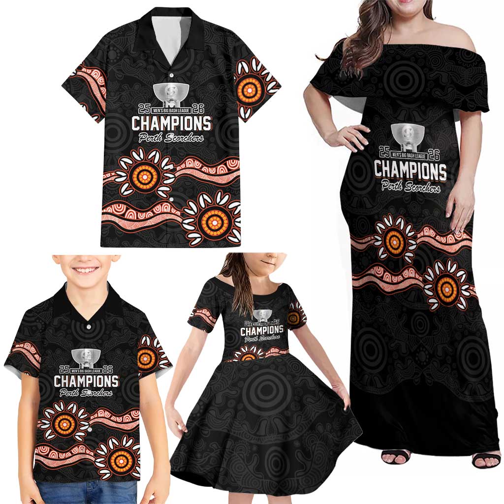 Cricket Australia Perth 6 Times Champions Family Matching Off Shoulder Maxi Dress and Hawaiian Shirt