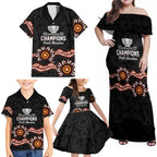 Cricket Australia Perth 6 Times Champions Family Matching Off Shoulder Maxi Dress and Hawaiian Shirt
