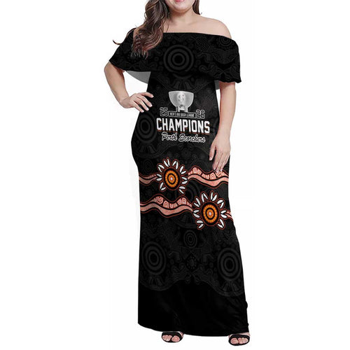Cricket Australia Perth 6 Times Champions Family Matching Off Shoulder Maxi Dress and Hawaiian Shirt