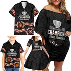Cricket Australia Perth 6 Times Champions Family Matching Off Shoulder Short Dress and Hawaiian Shirt