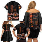 Cricket Australia Perth 6 Times Champions Family Matching Off Shoulder Short Dress and Hawaiian Shirt